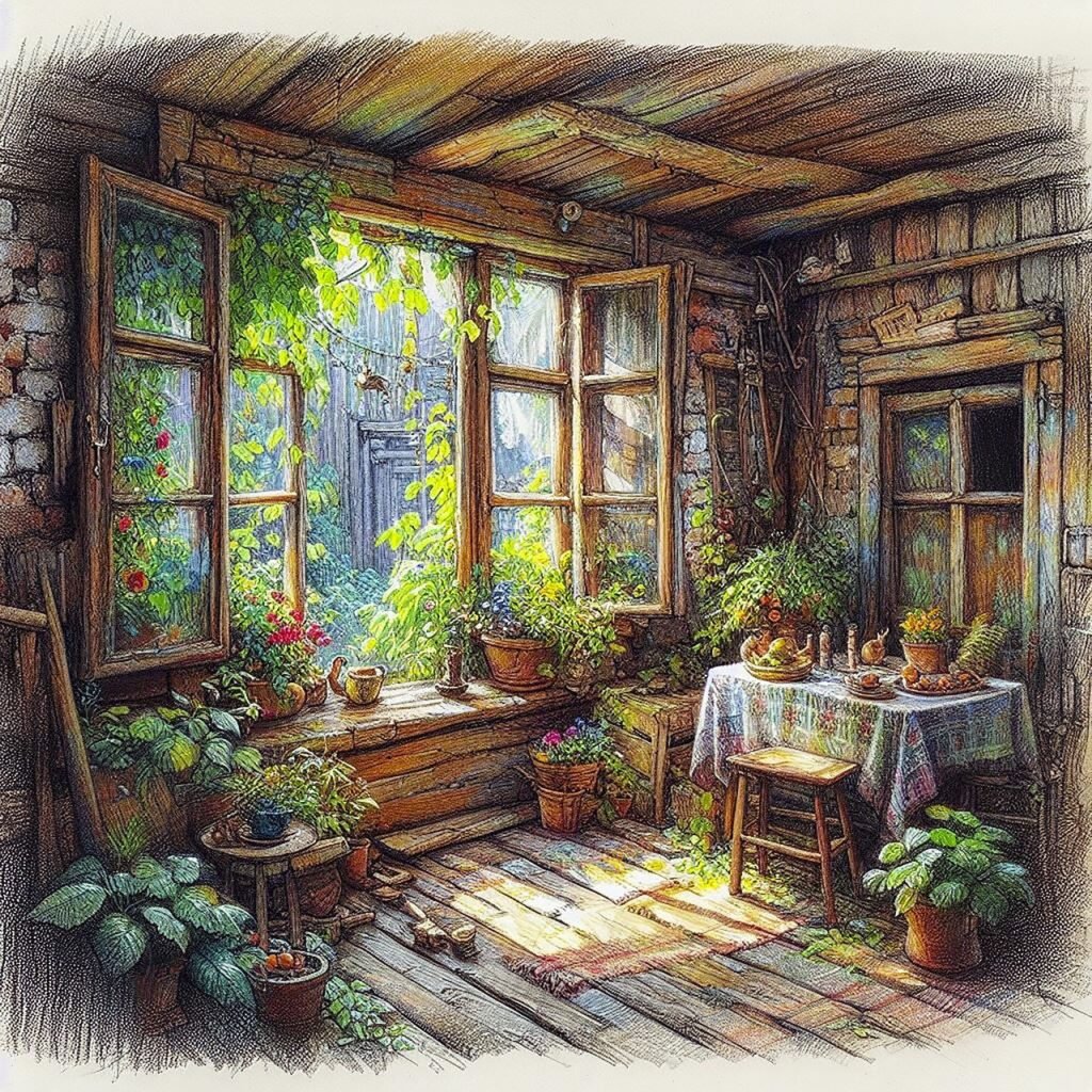 ai generated, wooden, room